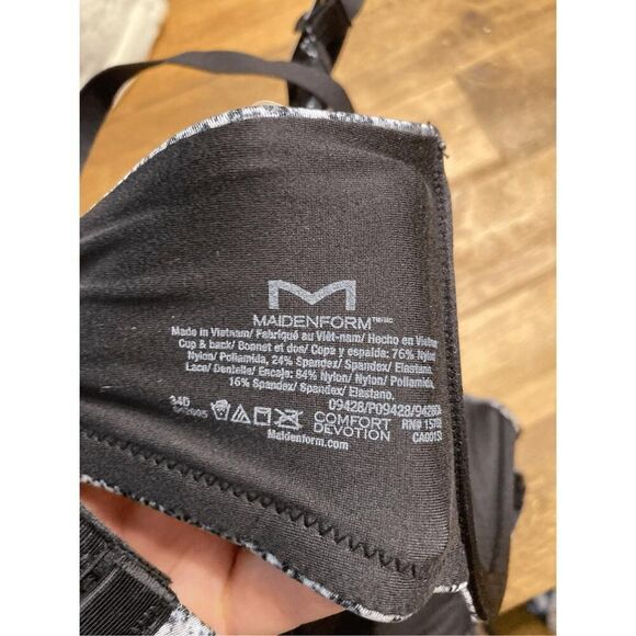 Maidenform 34D NWT snake skin print push-up bra grey black - Picture 6 of 6